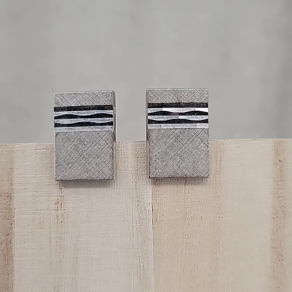 ARSON Vintage Cuff Links Silver toned Rectangle